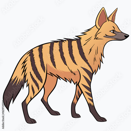 Striped hyena isolated on white background