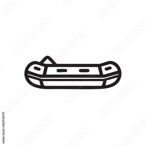 A simple line drawing of an inflatable raft.