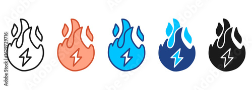 Fire Icon Set Multiple Style Collection