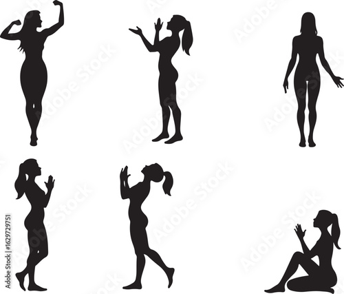 Dynamic female silhouettes showing strength, grace, and aspiration