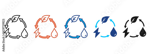 Renewable Energy Icon Set Multiple Style Collection