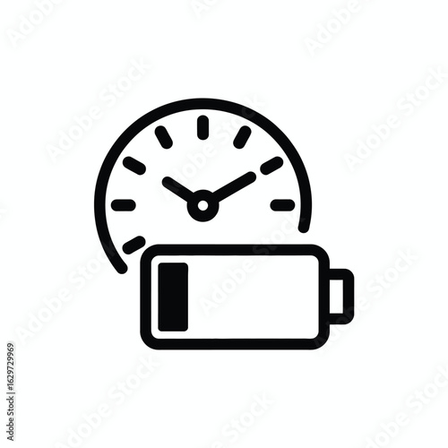 Clock and battery icon symbolizing time and power