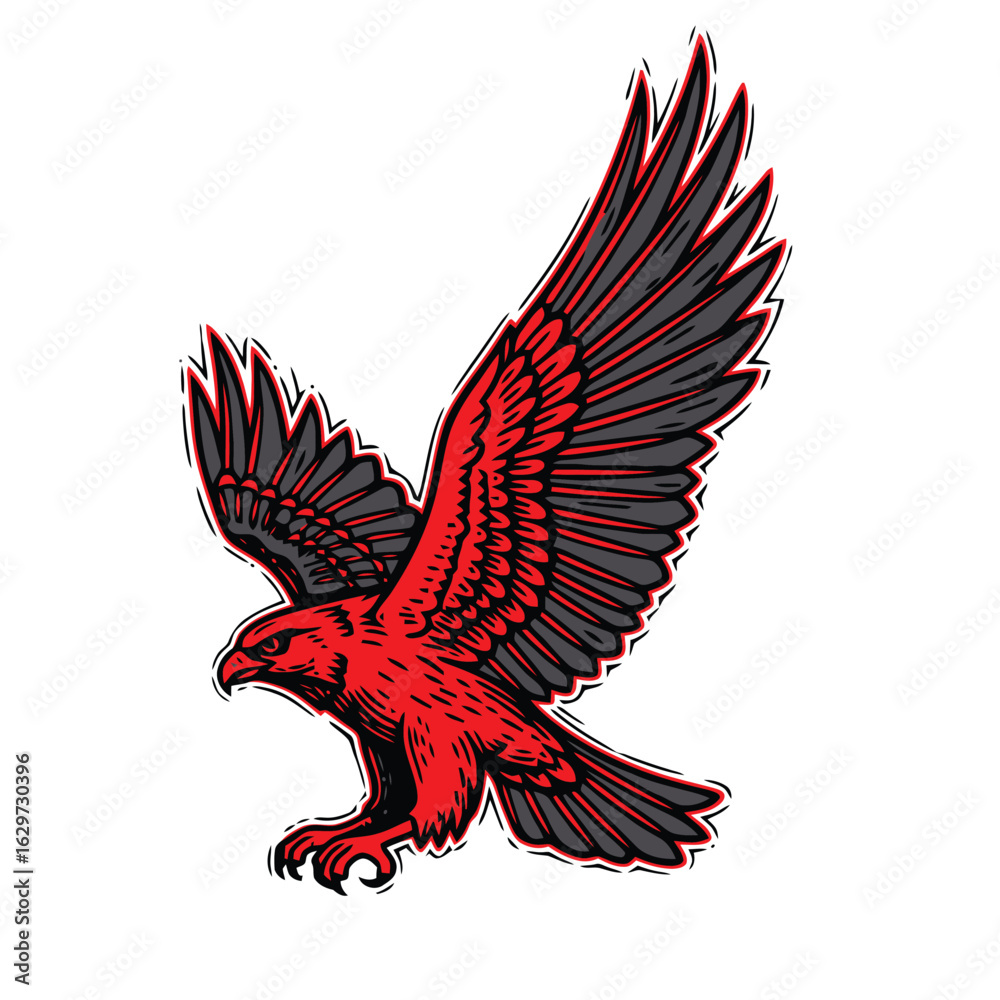 Fototapeta premium Red hawk flying vector