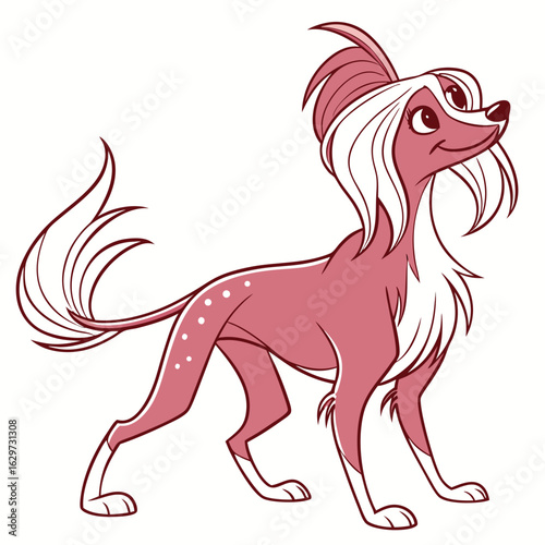 Cute chinese crested dog illustration isolated on white background
