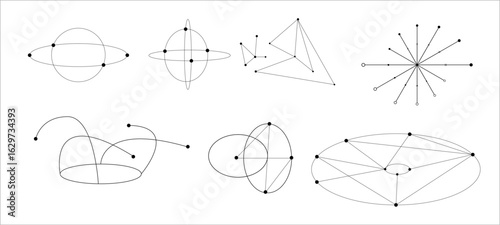 Hand drawn abstract mid century modern minimal element mid century vector set in blue shades . Aesthetic modern striped line art, set of black and white vector illustration of metal	