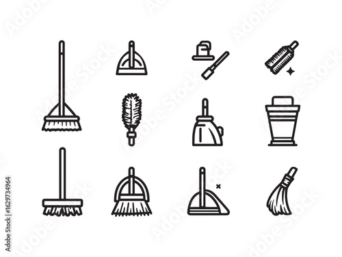 Dustpan Line Art Minimalist Style Everyday Cleaning Tool