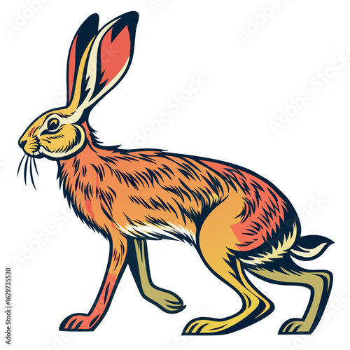 Stylized illustration of a hare isolated on white background