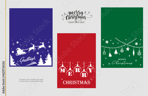 Christmas Card - Winter invitation - Paper Cut Style - Vector - New year card - Merry Christmas