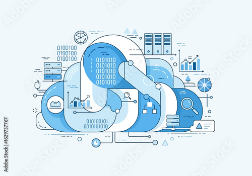 Cloud Computing Data Analytics Technology Infrastructure Illustration