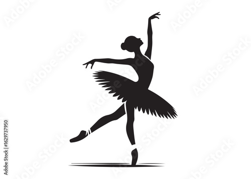 ballerina dancer logo silhouette vector design, ballet silhouette ballerina logo icon silhouette, ballerina female performance ballet pose logo silhouette logo vector silhouette on white background   