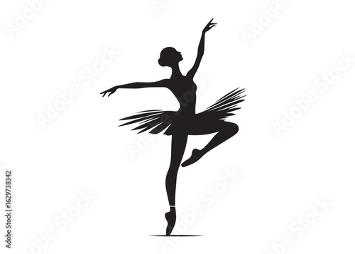 ballerina dancer logo silhouette vector design, ballet silhouette ballerina logo icon silhouette, ballerina female performance ballet pose logo silhouette logo vector silhouette on white background   