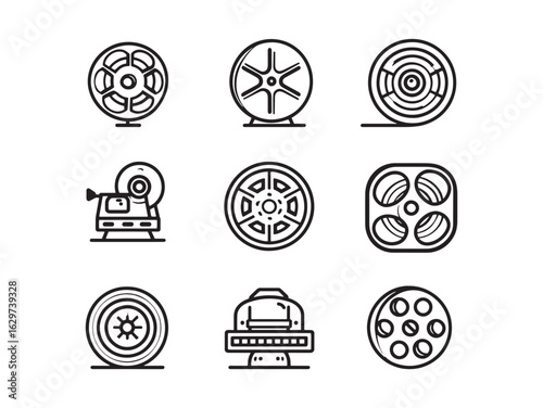 Film Reel Line Art Showcases Classic Movie Magic