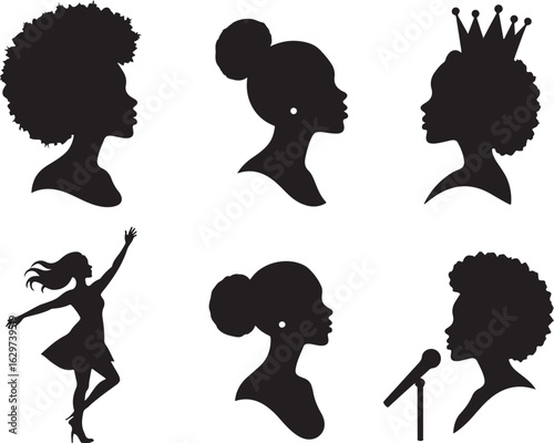 Empowered women silhouettes celebrating diverse achievements and expressions