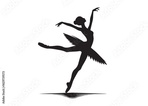 ballerina dancer logo silhouette vector design, ballet silhouette ballerina logo icon silhouette, ballerina female performance ballet pose logo silhouette logo vector silhouette on white background   