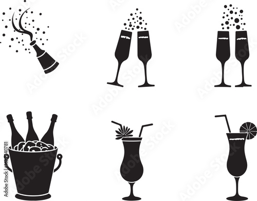 Celebrate with sparkling champagne and tropical cocktails
