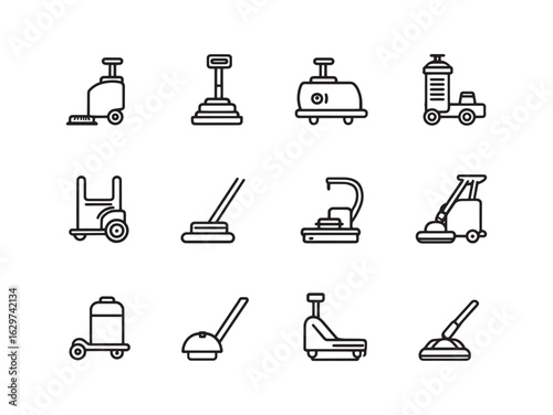 Floor Polisher line art for clean shiny surfaces