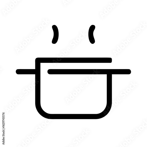 Pot Outline Icon – Kitchen Cookware and Boiling Container Vector Illustration