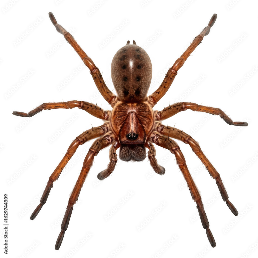 Fototapeta premium A brown spider with eight legs isolated on transparent background