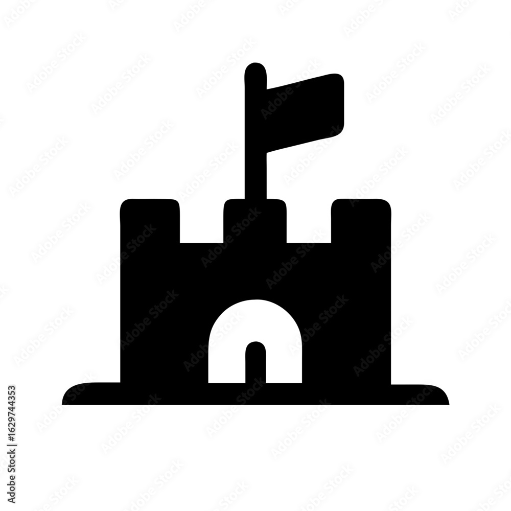 Obraz premium Sand Castle Pictogram Icon – Beach Summer Holiday Vector Illustration
