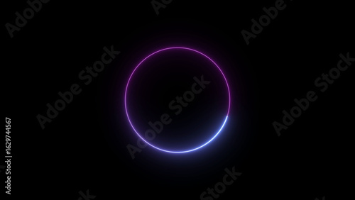 Tableau sur toile Neon blue circle frame loading icon background illustration in retro style and creating a stunning 4k illustration