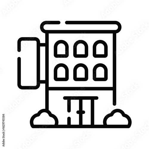 A captivating linear icon showing hotel building
