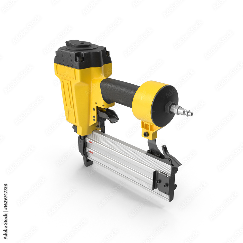 Fototapeta premium Pneumatic Nail Gun Yellow isolated on transparent background