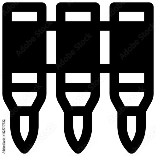 Bullet belt. Outlined stroke vector icon with black-filled details.