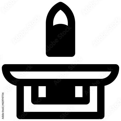 Altar. Outlined stroke vector icon with black-filled details.