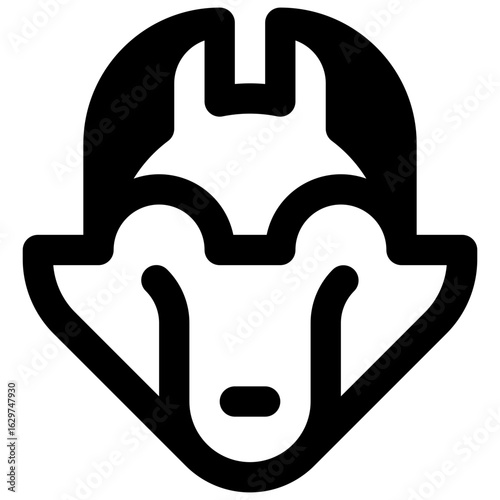 Wolf. Outlined stroke vector icon with black-filled details.