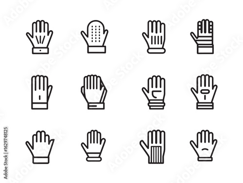 Gloves Line Art Essential Accessory Winter Cold Weather