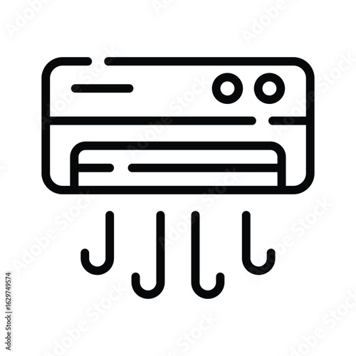 Here is a modern outline icon showing ac with airflow lines