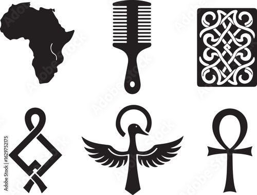 African heritage symbols iconic cultural graphics for design