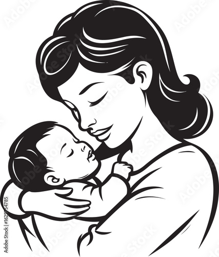 Black and Simple Mother’s Hug A Loving Hold Mother and Child
