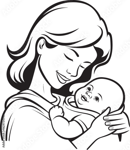 Mother’s Embrace Vector Design A Loving Silhouette Mother’s Hug