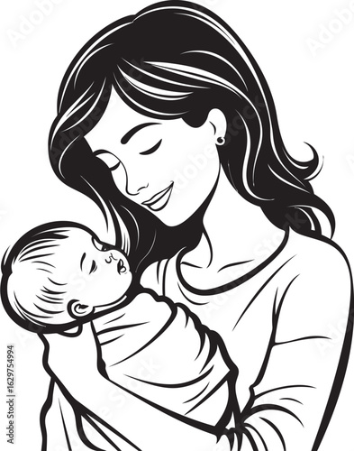 A Loving Silhouette Mother’s Hug Caring Touch Mother Holding Baby