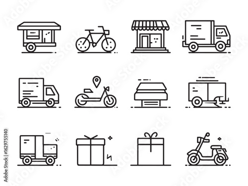 Home Delivery Pin Line Art Design for Modern Use