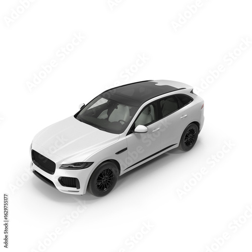 Premium Midsize SUV White Simplified isolated on transparent background