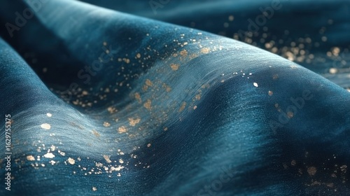 Teal fabric with gold flecks, subtly textured, draped elegantly