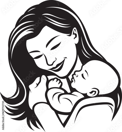 Stylish Motherly Love Black Icon Mother’s Cradle Warm Embrace