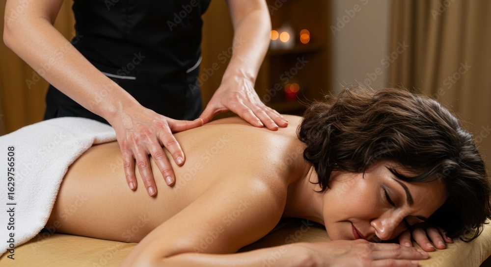 Fototapeta premium Woman receiving back massage (1)
