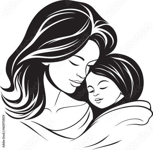 Stylish Hug Mother and Infant Modern Mother with Baby Vector