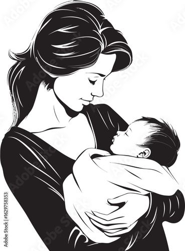 Heartfelt Mother and Baby Hug Modern Mother Holding Her Infant