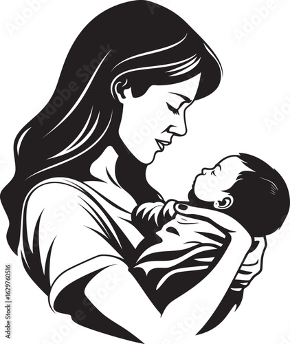 Protective Embrace Mother and Infant Stylish Hug Mother Holding Baby Icon