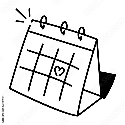 A doodle style icon showing wedding calendar
