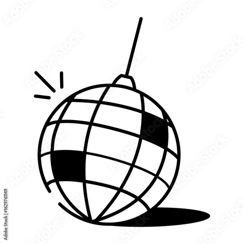 A doodle style icon showing disco ball
