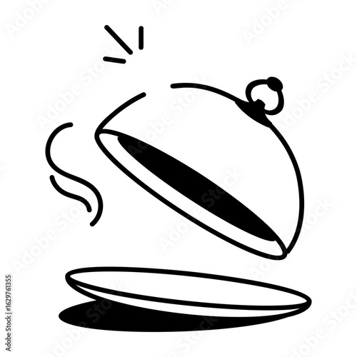 A hand drawn style icon showing food cloche
