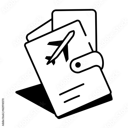 A drawing style icon showing passport

