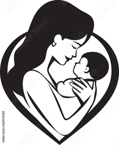 Mother and Baby Embrace in Silhouette Warm Mother Holding Her Little One