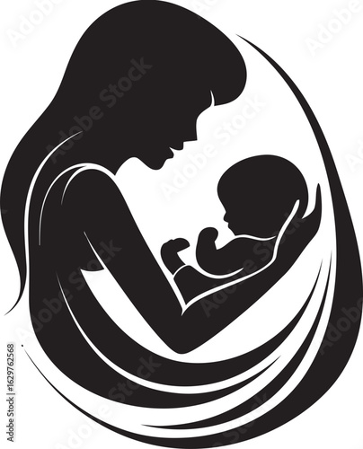 Tender Arms of Mother and Child Design Protective Mother Holding Newborn Vector