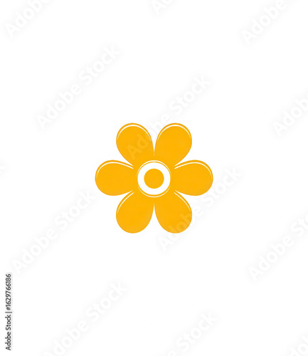 Bright orange flower icon, simple, cartoon style